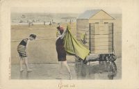 Groet uit -     baden aan het strand [002-7165