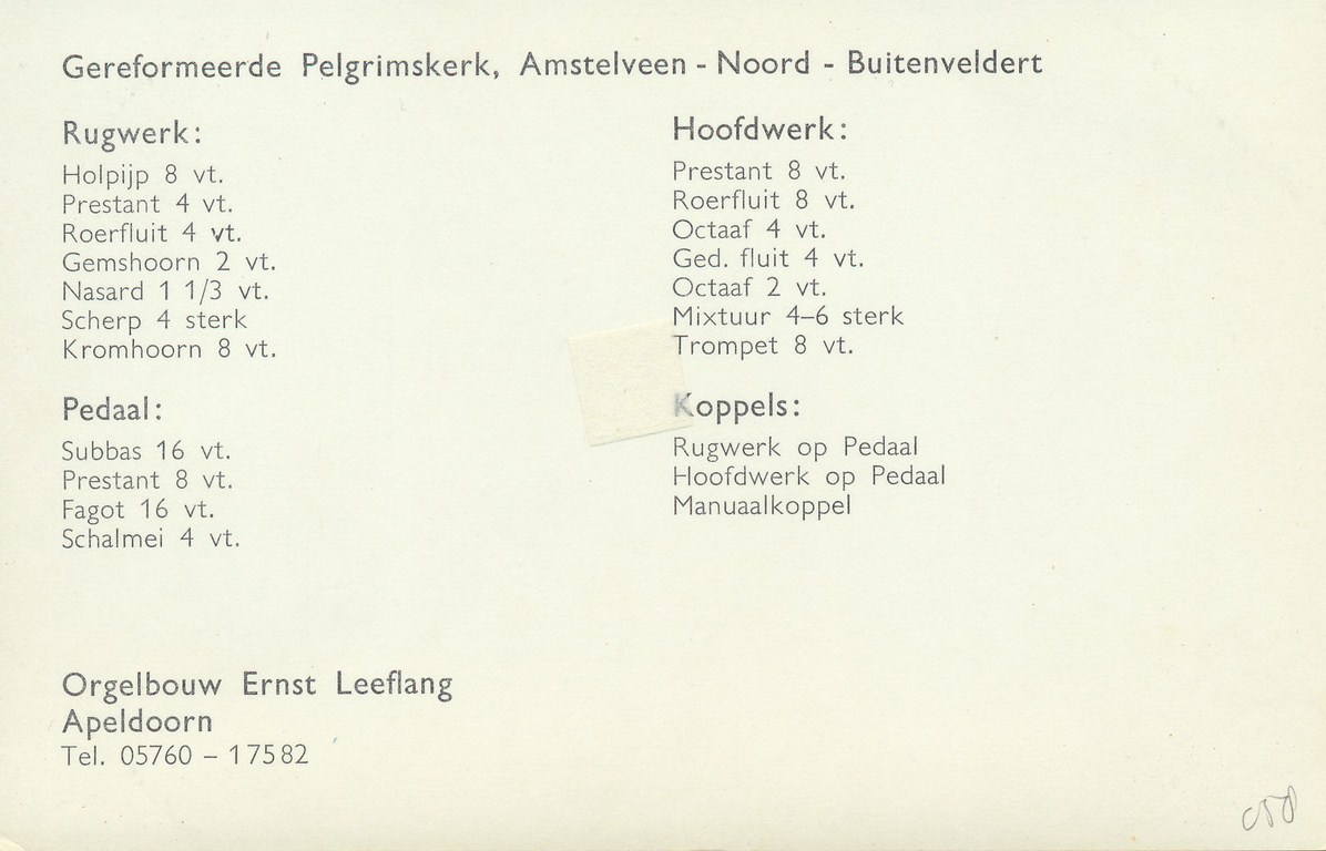 KRST001-0558_1.jpg Amstelveen - Pelgrimskerk - Orgel - organ Leeflang Apeldoorn [001-0558 - Afbeelding 2