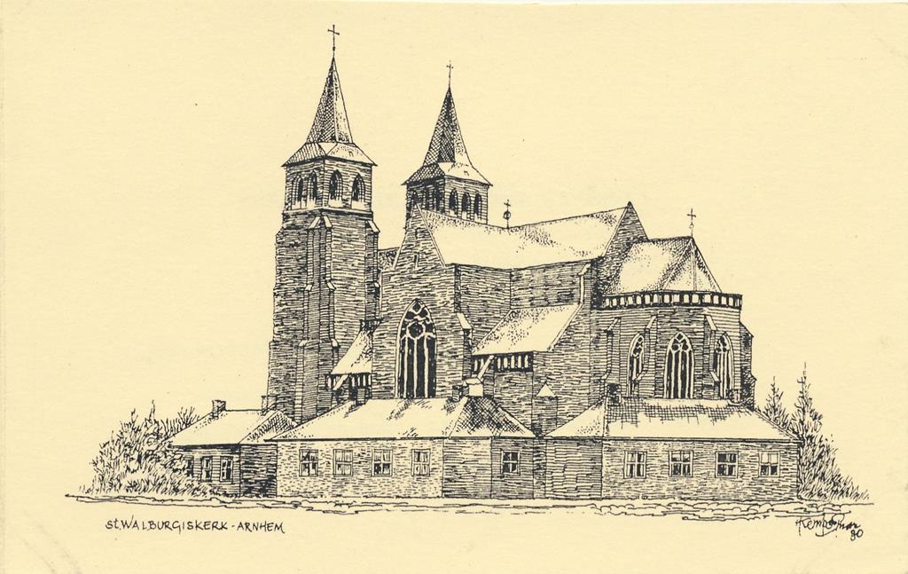 KRST001-1839_0.jpg Arnhem - St Walburgskerk - pentekening [001-1839
