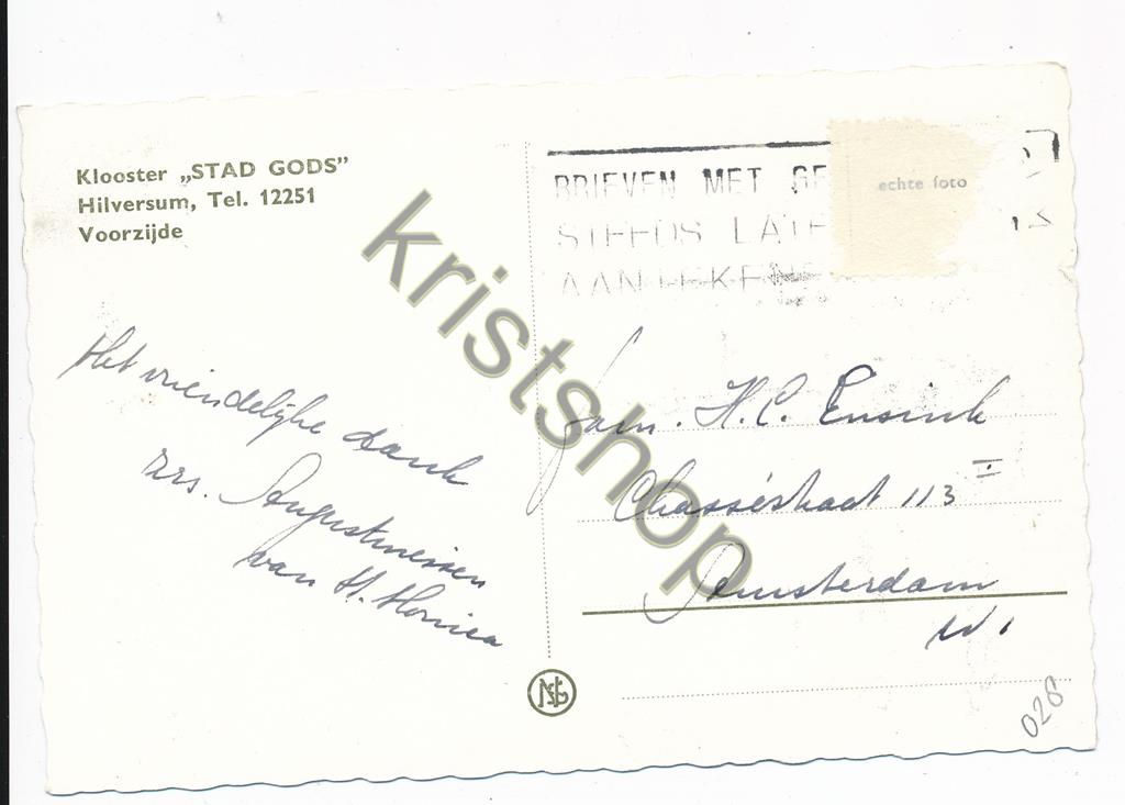 KRST001-3228_1.jpg Hilversum - Klooster Stad Gods - voorzijde [001-3228 - Afbeelding 2