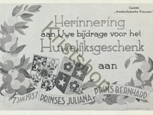 Ned Kon familie - Herinnering Huwelijksgeschenk 7 jan 1937 [001-5136