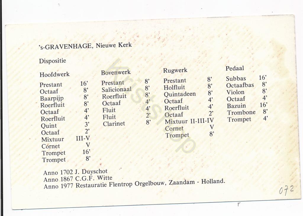 KRST002-2772_1.jpg Den Haag - Nieuwe Kerk - Orgel [002-2772 - Afbeelding 2