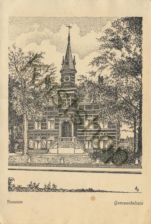 KRST002-4427_0.jpg Bussum - Gemeentehuis - pentekening [002-4427