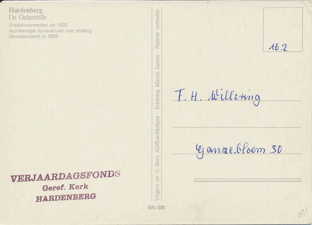 KRST002-4591_1.jpg Hardenberg - De Oellemölle - molen - pentekening [002-4591 - Afbeelding 2