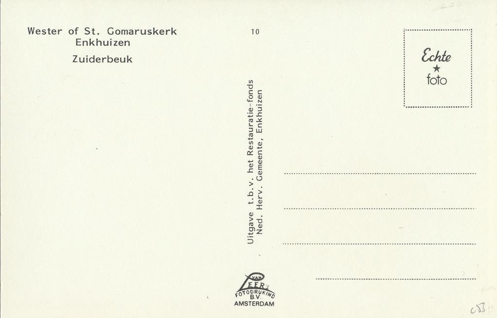 KRST002-4953_1.jpg Enkhuizen - Wester of St Gomaruskerk [002-4953 - Afbeelding 2