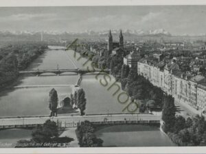 München - Isarpartie mit Gebirge [004-1206