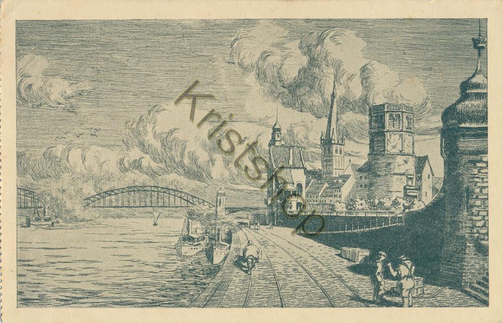 KRST004-1914_0.jpg Blick auf das Rheinufer von Düsseldorf [004-1914