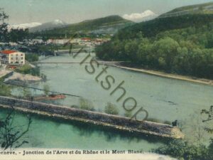 Genève - Jonction de l'Arve et du Rhône et le Mont Blanc  [004-5208