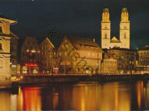 Zürich - Limmatquai mit Grossmünster [004-5375