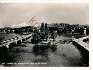 Genève - Ile Rousseau les Ponts et Mt Blanc [004-7385