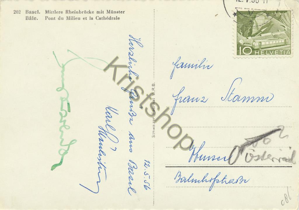 KRST005-2486_1.jpg Basel - Mittlere Rheinbrucke mit Münster [005-2486 - Afbeelding 2