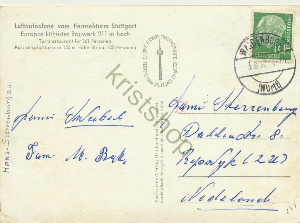 KRST005-7155_1.jpg Stuttart - Fernsehturm - Luftaufnahme [005-7155 - Afbeelding 2