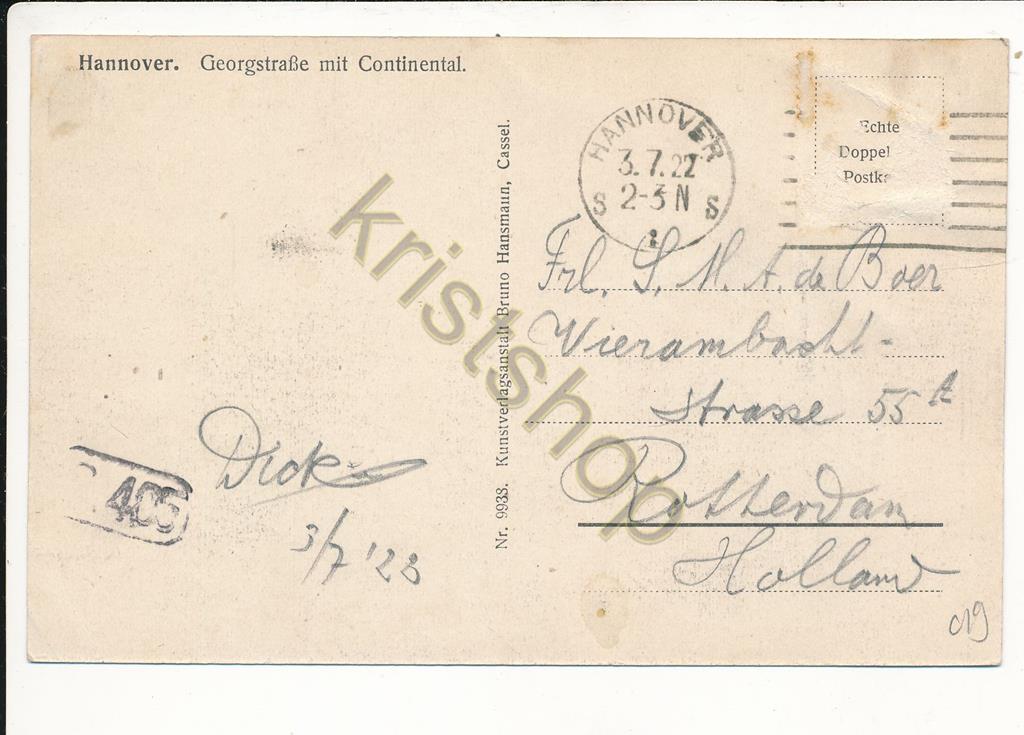 KRST006-0119_1.jpg Hannover - Georgstraße mit Continental [006-0119 - Afbeelding 2