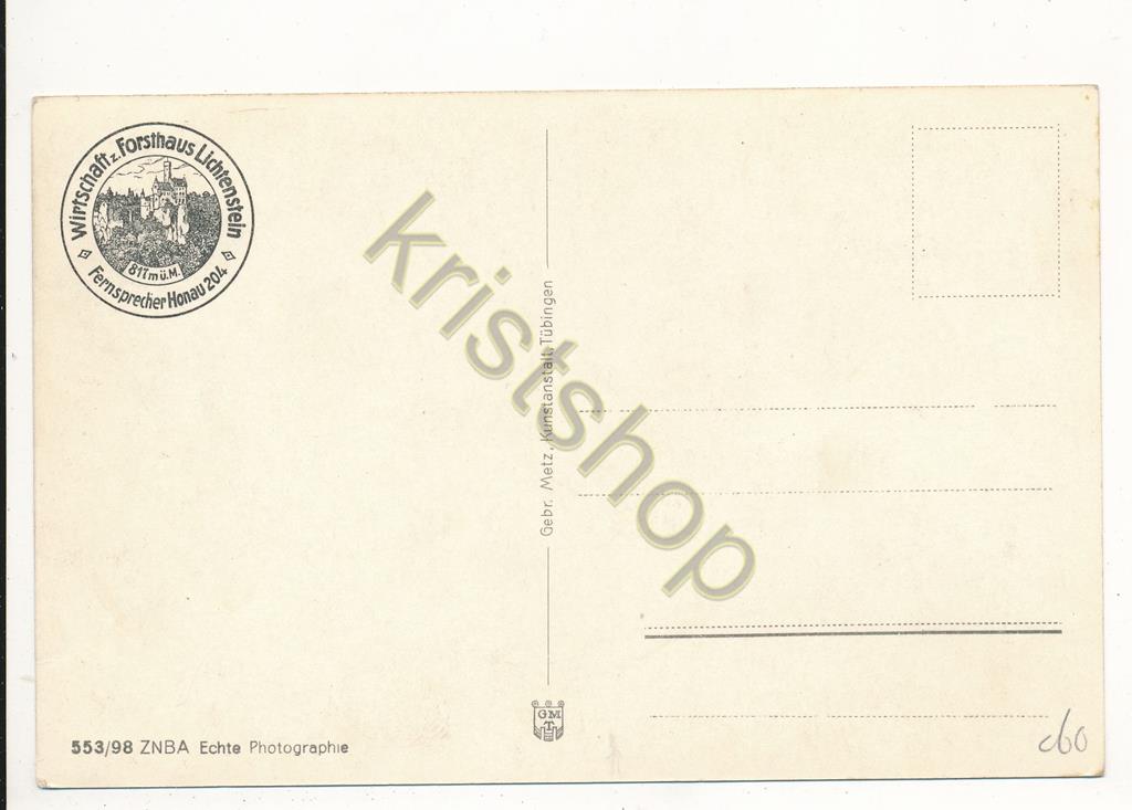 KRST006-0160_1.jpg Schloß Lichtenstein m Echaztal [006-0160 - Afbeelding 2