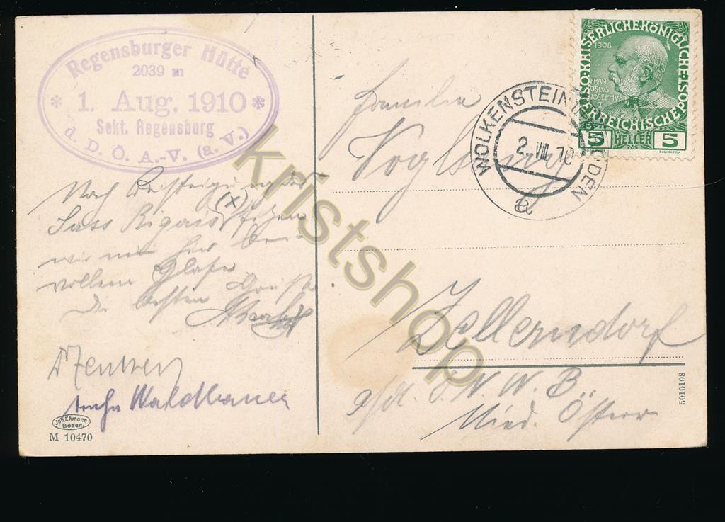 KRST006-1905_1.jpg Regensburger Hütte mit der Geislergruppe [006-1905 - Afbeelding 2
