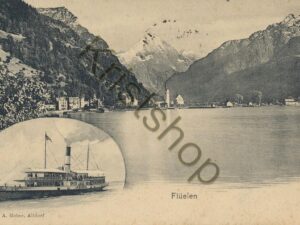 Flüelen mit Dampfer [006-8413