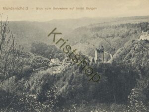 Manderscheid - Blick vom Belvedere auf beide Burgen [KRST007-0279