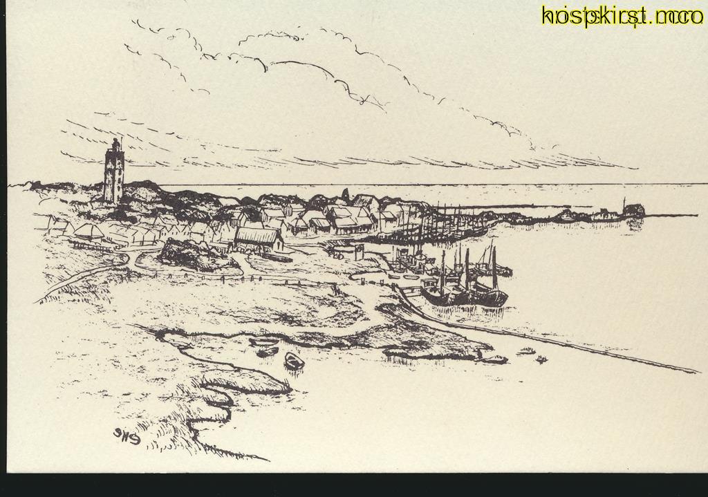 KRST007-2983_0.jpg Terschelling - Baai - Vuurtoren - pentekening [KRST007-2983