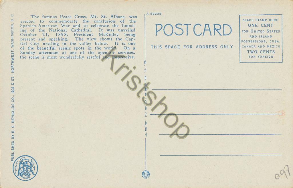 KRST007-3097_1.jpg Washington, DC - Celebrated Peace Cross, Mt St Albans [KRST007-3097 - Afbeelding 2