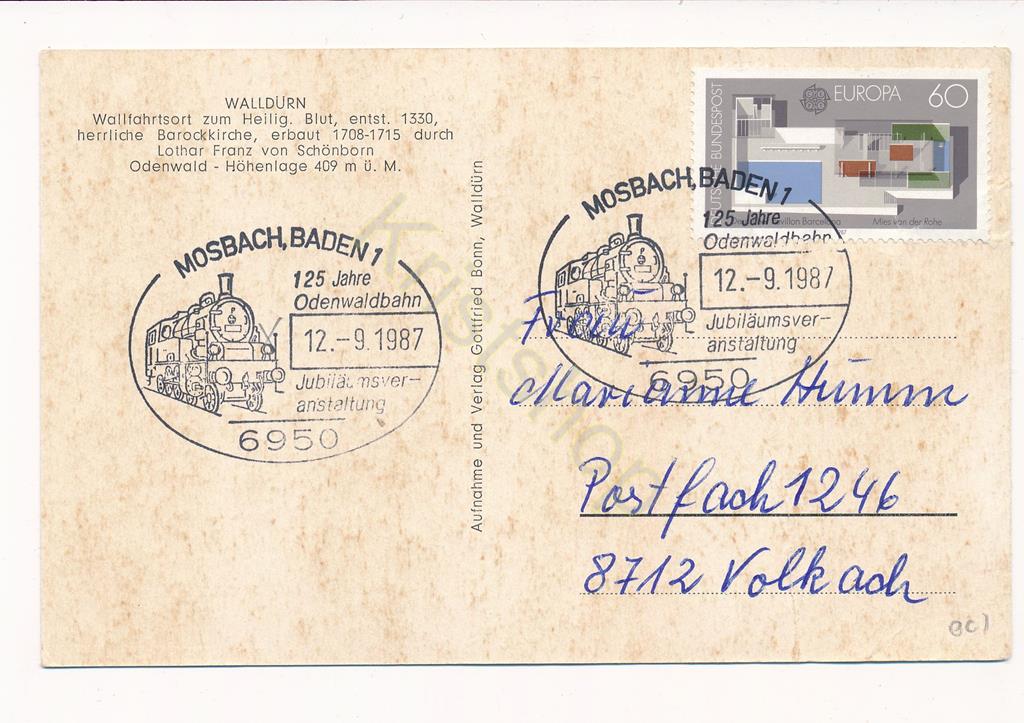 KRST008-1701_1.jpg Walldürn - Fliege, liebe kleine Schwalbe - mit sonderstempel [KRST008-1701 - Afbeelding 2