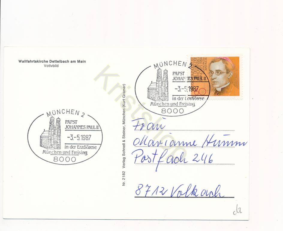 KRST008-1762_1.jpg Wallfahrtskirche Dettelbach am Main - Votivbild- mit sonderstempel [KRST008-1762 - Afbeelding 2