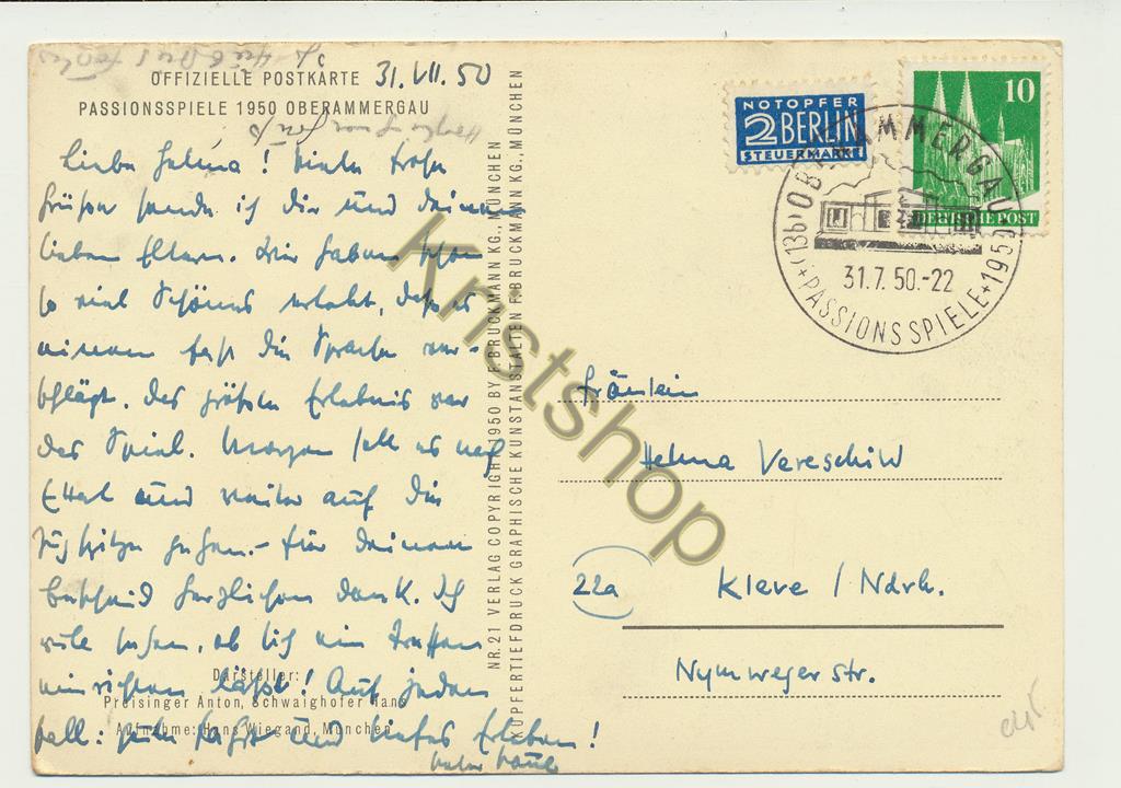 KRST008-2145_1.jpg Oberammergau - Passionsspiele 1950 - Judaskuss [KRST008-2145 - Afbeelding 2