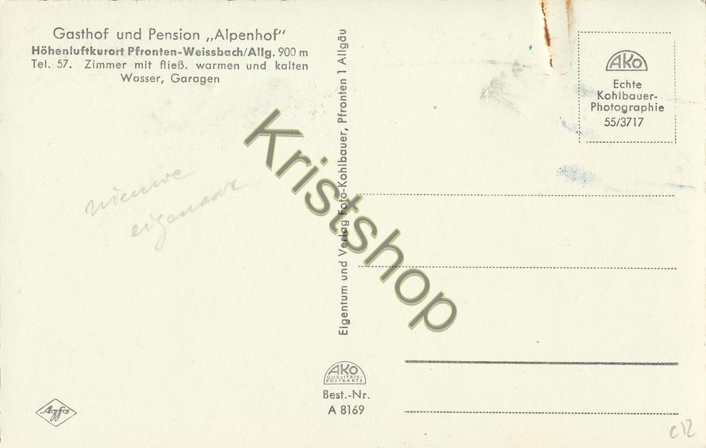 KRST008-4212_1.jpg Pfronten-Weissbach - Gasthof Pension Alpenhof [KRST008-4212 - Afbeelding 2