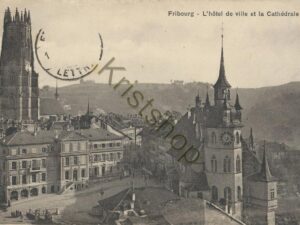 Fribourg - L'Hôtel de ville et la Cathédrale [KRST008-4782