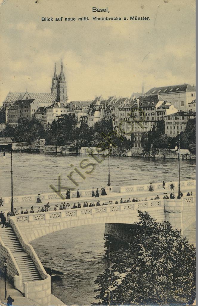 KRST008-4862_0.jpg Basel - Blick auf neue mittl Rheinbrücke u Münster [KRST008-4862