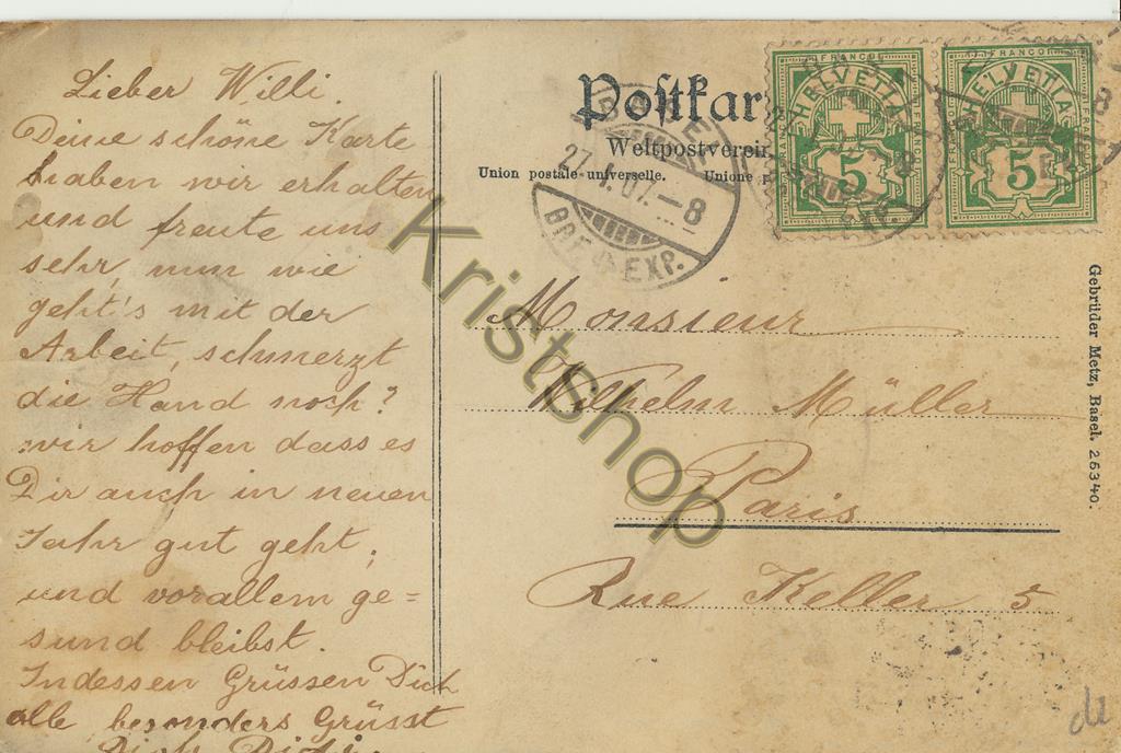 KRST008-4862_1.jpg Basel - Blick auf neue mittl Rheinbrücke u Münster [KRST008-4862 - Afbeelding 2