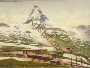 Riffelberg und Matterhorn - Bahnhof - Gronergrat 1907 [KRST008-7789