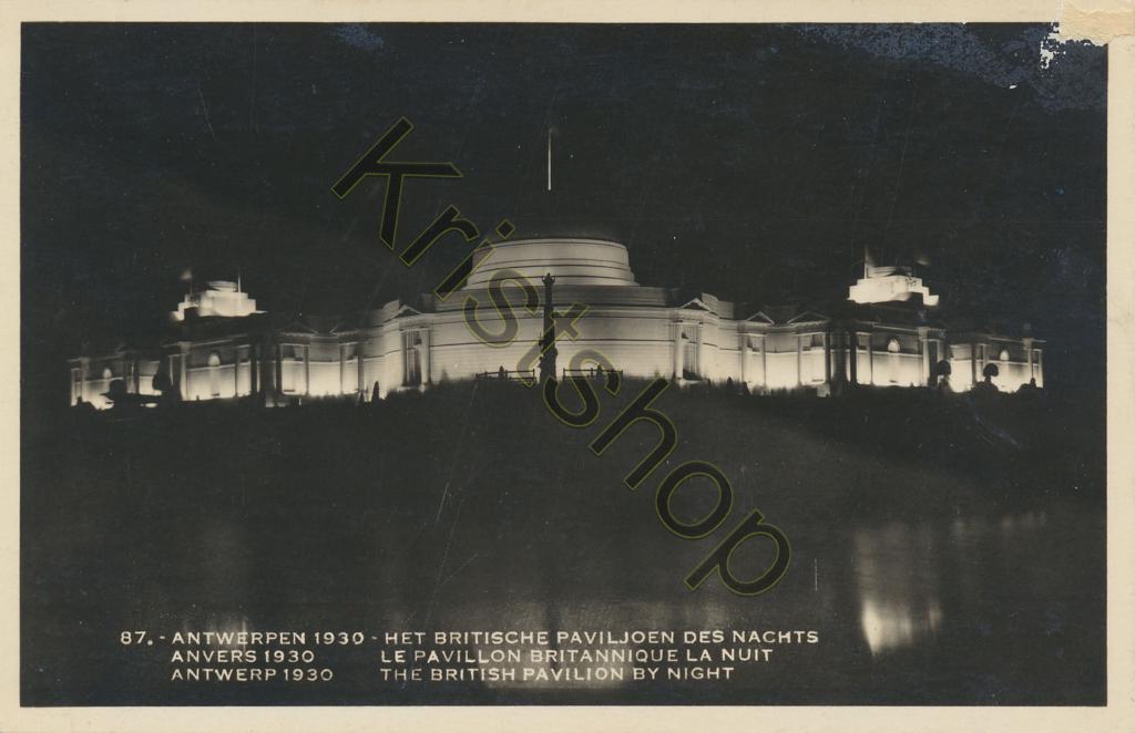 KRST009-1284_0.jpg Antwerpen 1930 - Brits Paviljoen bij nacht [009-1284