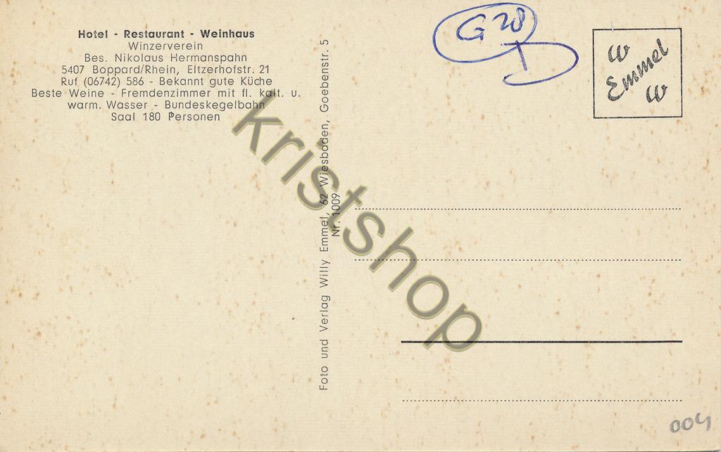 KRST009-3604_1.jpg Hotel Rest, Weinhaus WINZERVEREIN - Boppard - Rhein [009-3604 - Afbeelding 2