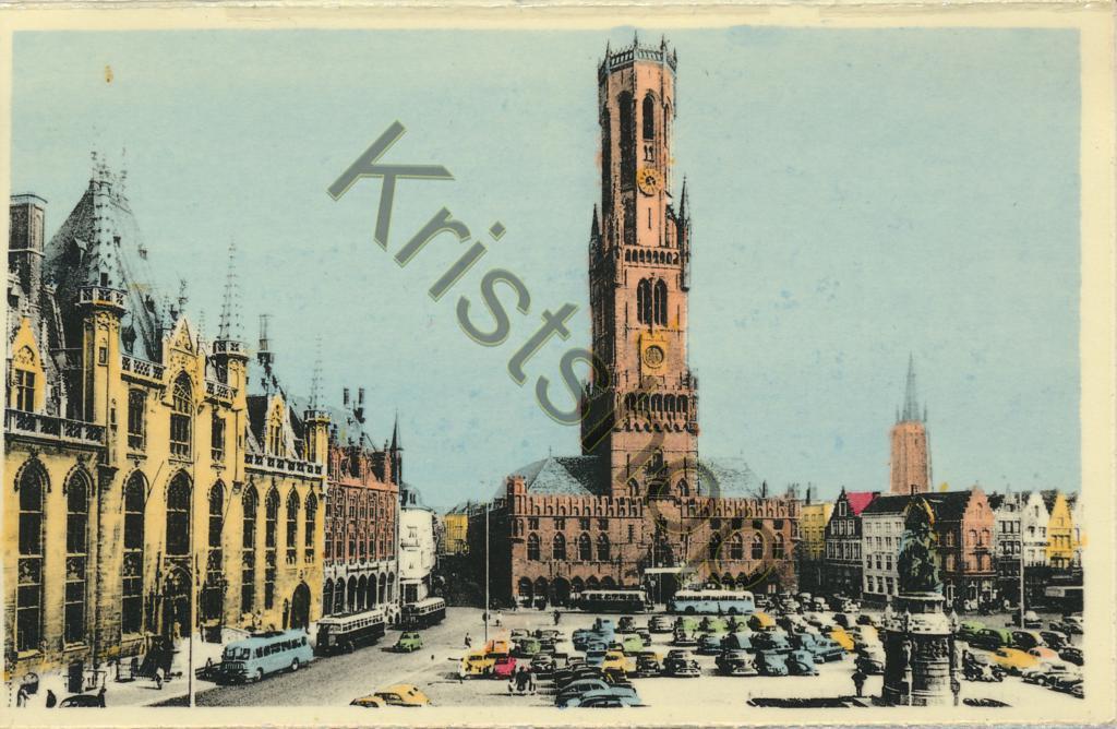 KRST009-7110_0.jpg Brugge - Grote Markt - veel oude auto's [009-7110