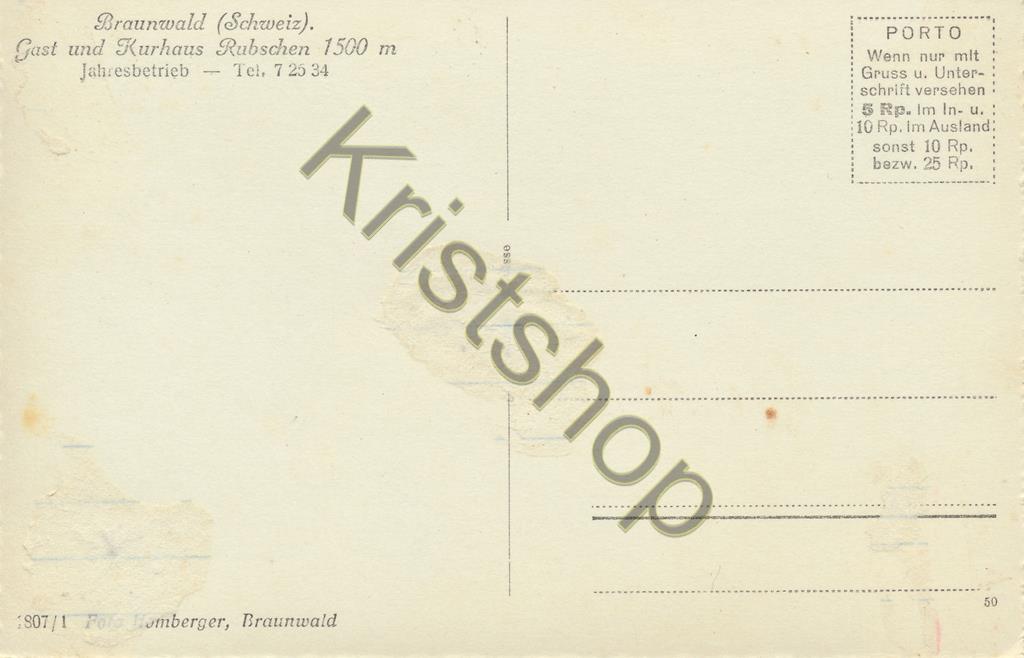 KRST009-7258_1.jpg Braunwald - Gast und Kurhaus RUBSCHEN [009-7258 - Afbeelding 2