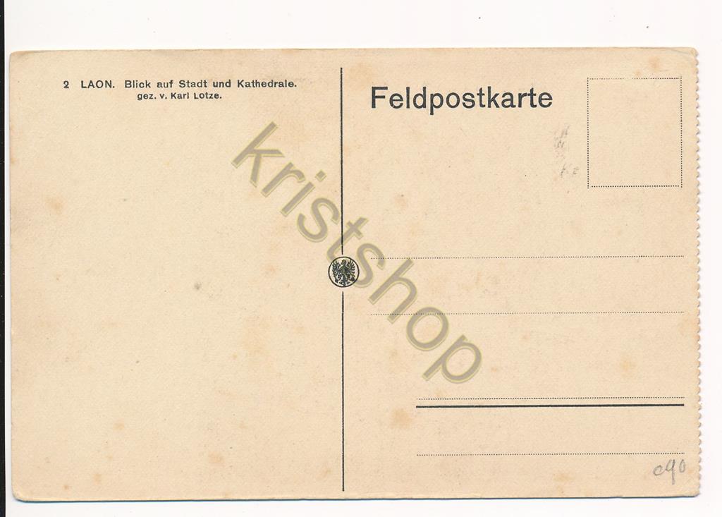 KRST010-0390_1.jpg Laon - Blick Stadt und Kathedrale - Feldpostkarte [010-0390 - Afbeelding 2