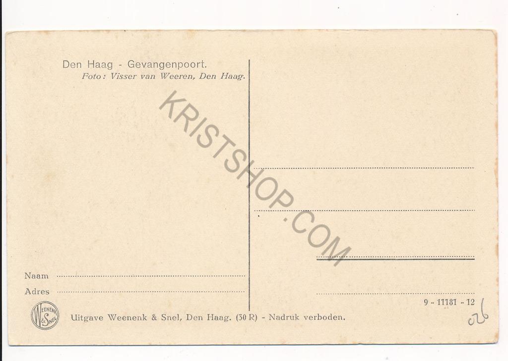 KRST003-5526_1.jpg Den Haag - Gevangenpoort - foto: Visser van Weeren [003-5526 - Afbeelding 2